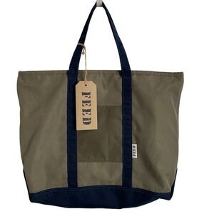 FEED Olive and Navy Canvas Tote Bag